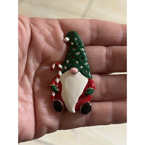 Studio Ville Enameled Crystals Christmas Gnome $30 NIP Santa Gnome Candy Cane - Picture 7 of 8